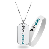 Never a Victim (Teal) - Pendant Necklace + Wristband Combo
