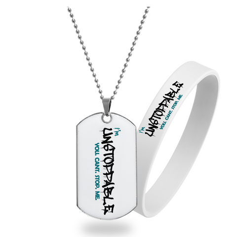 I'm Unstoppable (Teal) - Pendant Necklace + Wristband Combo